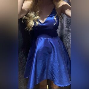 Brand New Metallic Blue Homecoming Dress